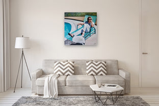 Relaxing at the Pool by Carey Parks |  In Room View of Artwork 