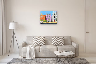 Three Buildings on Main by John Jaster |  In Room View of Artwork 