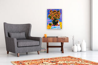 Sunflowers in Green Vase by Yelena Sidorova |  In Room View of Artwork 