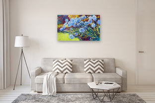 Agapanthus Flowers in the Garden, African Lilies by Suren Nersisyan |  In Room View of Artwork 