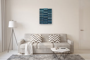 Navy Stripes by Janet Hamilton |  In Room View of Artwork 
