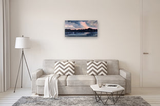 Lake at Twilight, Coral and Indigo by Elizabeth Garat |  In Room View of Artwork 