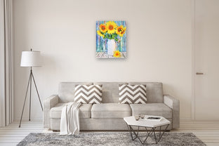 Sunflower Medley for Blues by John Jaster |  In Room View of Artwork 