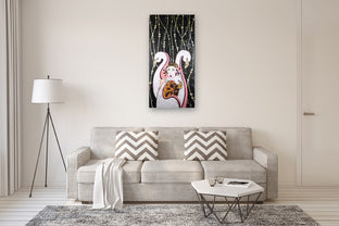 Woman and Flamingos by Diana Rosa |  In Room View of Artwork 