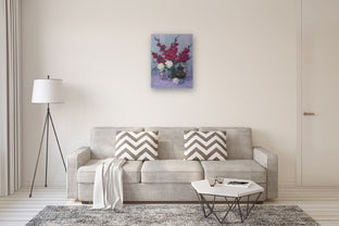Gladiolas and Peonies by Oksana Johnson |  In Room View of Artwork 