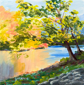 acrylic painting by JoAnn Golenia titled Oak and Stone