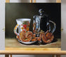Original art for sale at UGallery.com | Tea and Cookies by Art Tatin | $400 | oil painting | 8' h x 10' w | thumbnail 3