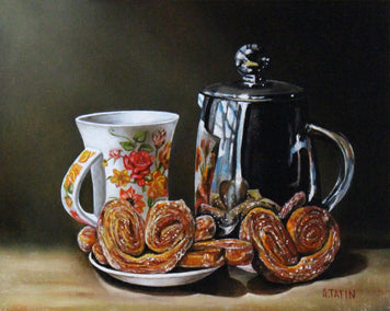 oil painting by Art Tatin titled Tea and Cookies