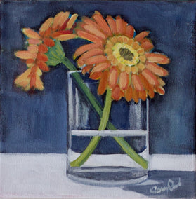 acrylic painting by Carey Parks titled Orange Flowers