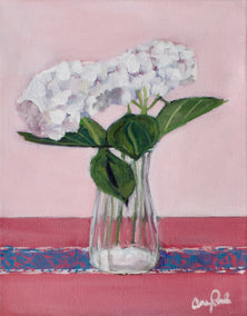 acrylic painting by Carey Parks titled Two White Flowers