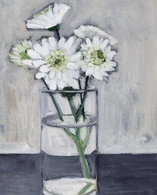 White Flowers in Grays by Carey Parks |   Closeup View of Artwork 