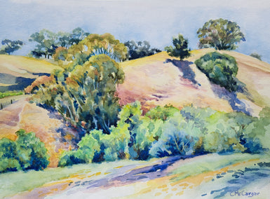 watercolor painting by Catherine McCargar titled California Summer Hills