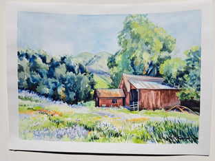 Red Barn in Diablo Foothills by Catherine McCargar |  Context View of Artwork 