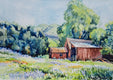 Original art for sale at UGallery.com | Red Barn in Diablo Foothills by Catherine McCargar | $600 | watercolor painting | 12' h x 16' w | thumbnail 1