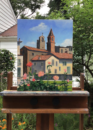 A Corner in Cortona; Coral Roses by Elizabeth Garat |  Context View of Artwork 