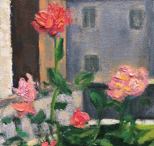 A Corner in Cortona; Coral Roses by Elizabeth Garat |   Closeup View of Artwork 