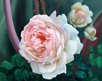 oil painting by Guigen Zha titled Rose & Thorns 3