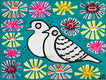 Original art for sale at UGallery.com | Doves with Zinnia by Jessica JH Roller | $400 | acrylic painting | 12' h x 16' w | thumbnail 1