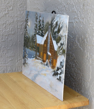 End of a Snowy Day by Joanie Ford |  Side View of Artwork 
