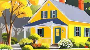 Cottage on the Pond by John Jaster |   Closeup View of Artwork 