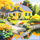 Original art for sale at UGallery.com | Cottage on the Pond by John Jaster | $1,100 | acrylic painting | 24' h x 24' w | thumbnail 1