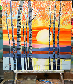 Sunset Through the Trees by John Jaster |  Context View of Artwork 