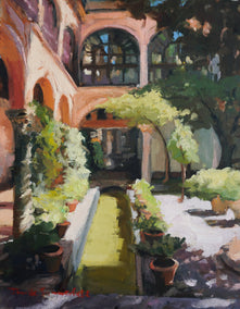 oil painting by Jonelle Summerfield titled Courtyard in Seville II