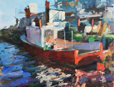 oil painting by Jonelle Summerfield titled Portland Maine Harbor