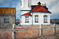 Original art for sale at UGallery.com | Point Wilson Lighthouse by Judy Mudd | $925 | watercolor painting | 13' h x 17' w | thumbnail 4