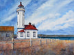 Original art for sale at UGallery.com | Point Wilson Lighthouse by Judy Mudd | $925 | watercolor painting | 13' h x 17' w | thumbnail 1