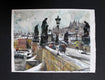 Original art for sale at UGallery.com | Winter on the Bridge by Maximilian Damico | $650 | watercolor painting | 11' h x 15' w | thumbnail 3