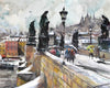 Original art for sale at UGallery.com | Winter on the Bridge by Maximilian Damico | $650 | watercolor painting | 11' h x 15' w | thumbnail 1