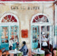 Original art for sale at UGallery.com | Morning at the Cafe by Nava Lundy | $2,200 | acrylic painting | 30' h x 30' w | thumbnail 1