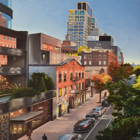 oil painting by Nick Savides titled High Line Reflections