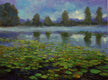 Original art for sale at UGallery.com | Morning Mist and Lilies by Onelio Marrero | $1,125 | oil painting | 18' h x 24' w | thumbnail 1