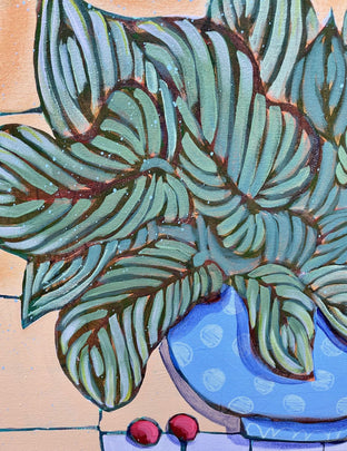 Apps on the Patio with Hostas by Peg Belcastro |   Closeup View of Artwork 