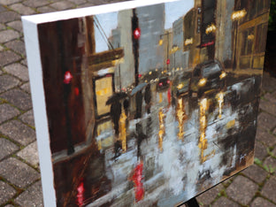 Wacker Drive in the Rain by Yangzi Xu |  Side View of Artwork 