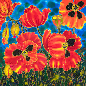 mixed media artwork by Yelena Sidorova titled Blooming Poppies