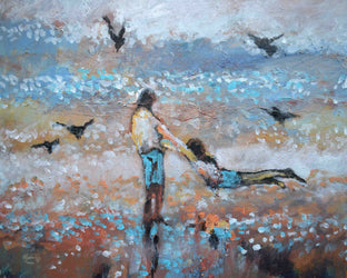 Flying with the Gulls by Kip Decker |   Closeup View of Artwork 
