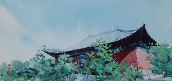 watercolor painting by Siyuan Ma titled Watercolor Impressions of Chinese Architecture 6