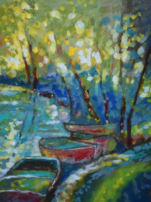 Summer Boats 2 by Kip Decker |  Side View of Artwork 