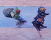 Original art for sale at UGallery.com | Students Walking on St. Germain in Paris by Warren Keating | $550 | oil painting | 11' h x 14' w | thumbnail 1