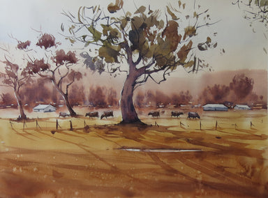 watercolor painting by Swarup Dandapat titled Road to the Forest