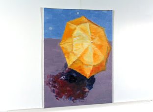Orange Umbrella in Paris Number 6 by Warren Keating |   Closeup View of Artwork 