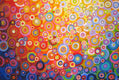 Original art for sale at UGallery.com | Colorful Circles by Natasha Tayles | $775 | acrylic painting | 22' h x 28' w | thumbnail 4