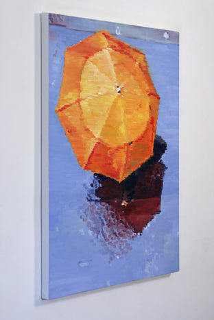Orange Umbrella In Paris Rain #8 by Warren Keating |  Context View of Artwork 