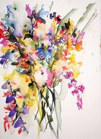 watercolor painting by Karin Johannesson titled Spring Bouquet XIV