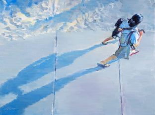 Mother and Child Walking at Santa Monica Beach by Warren Keating |  Artwork Main Image 