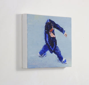 Man in Blue Jacket and Sneakers on iPhone at Fig at 7th in Los Angeles by Warren Keating |   Closeup View of Artwork 