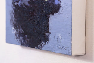 Blue Umbrella in Paris Rain #6 by Warren Keating |  Side View of Artwork 